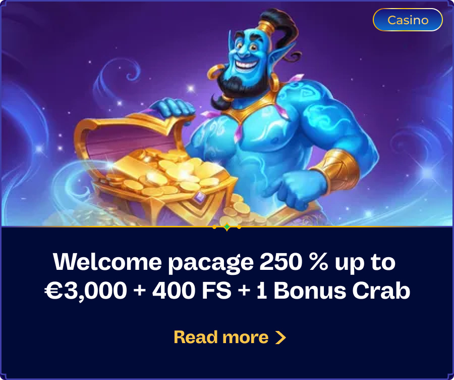 Welcome pacage 250 up to €3,000 + 400 FS + 1 Bonus Crab wishwin bonus
